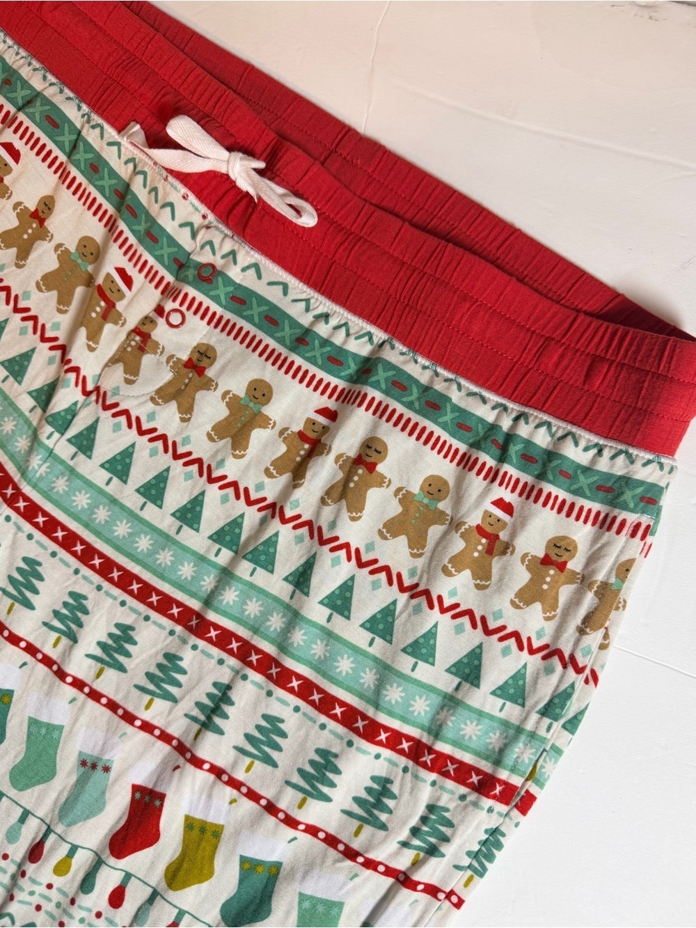 Little Sleepies Adult Gingerbread Fair Isle Pajama Jogger Pants Large Christmas